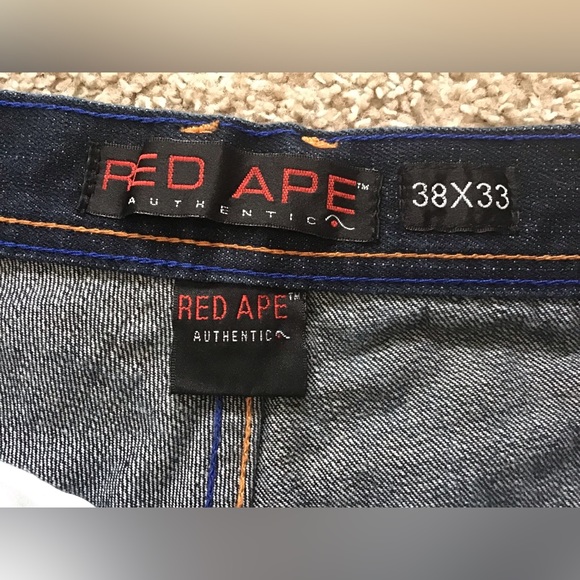 Red Ape Jeans Mens 38X33 Loose Fit Hip Hop Skater Grunge Blue Denim - Picture 11 of 13